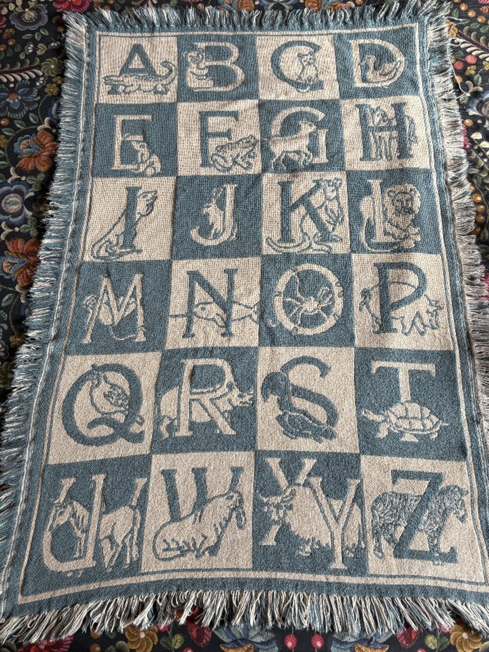 90s Alphabet Throw- Stroller blanket- Nursery Decor